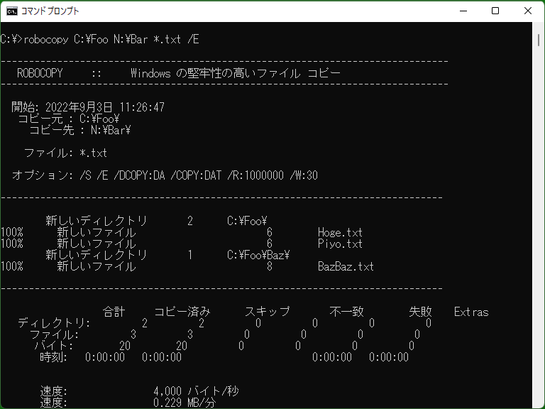 Usage of Robocopy