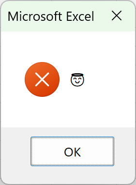 絵文字「😇」が表示されたメッセージボックス